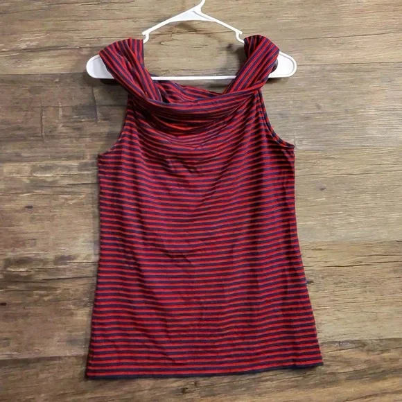 Lauren Ralph Lauren Navy and Red Striped Tank Top - Picture 6 of 6